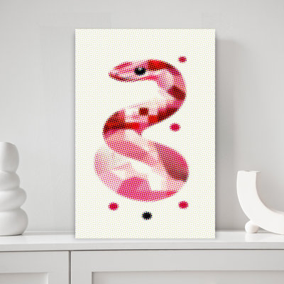 Pink Dotted Snake Abstract Minimalist Modern Snake Wall Art Print 1 Piece Wrapped Canvas Wall Art