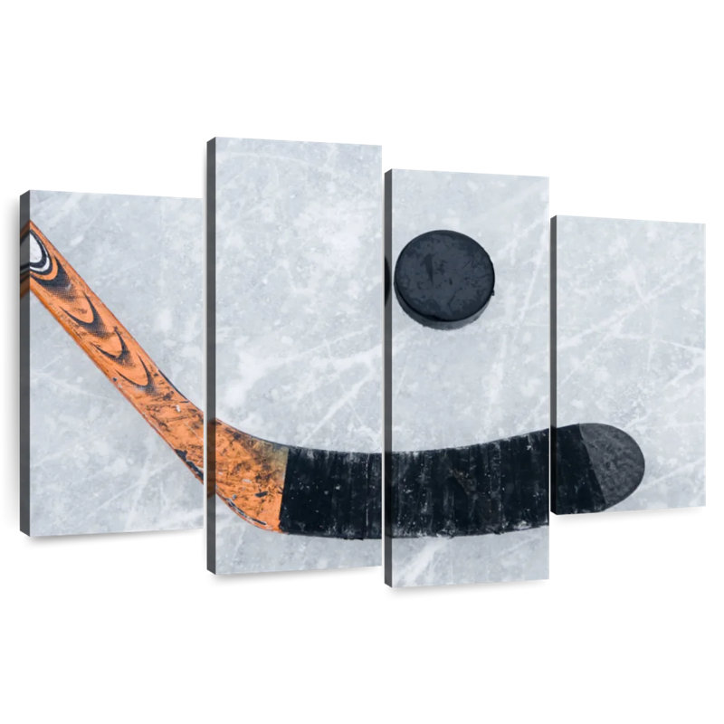 Playing hockey on ice Sireci, H 14 po x l 24 po