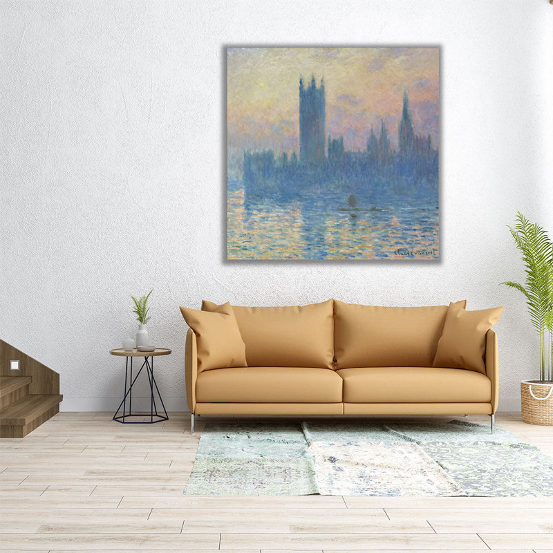 Les maisons du Parlement, coucher de soleil, 1903 - reproduction d'art sur toile, H 12 po x l 12 po