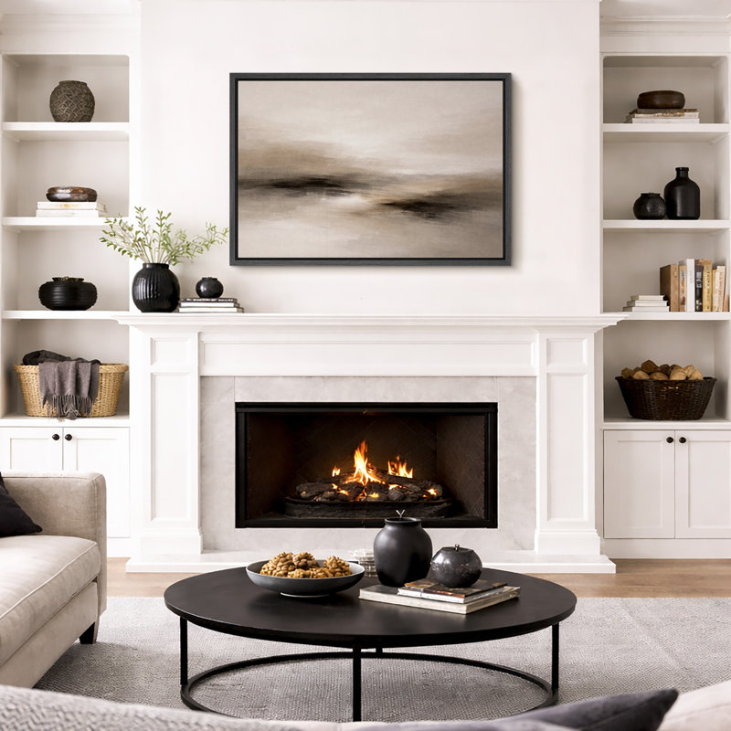 «Neutral Brown Minimalist Landscape Art», images de chambre à coucher, impression sur toile encadrée, impression numérique