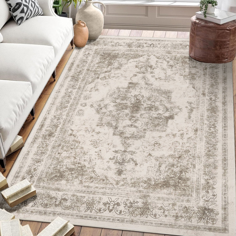 Tapis oriental lavable à la machine avec envers antidérapant Elaine, Rectangulaire 3 pi x 5 pi