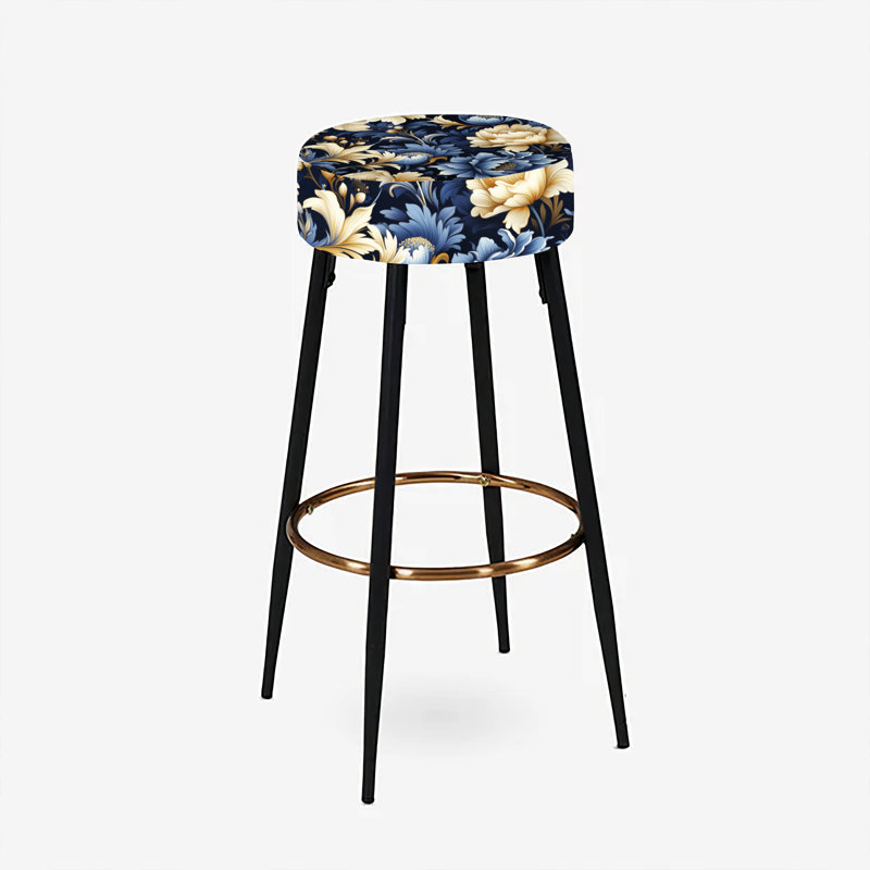Celestial Blue Damask Mirage - Ensemble de 2 tabourets de bar damassés