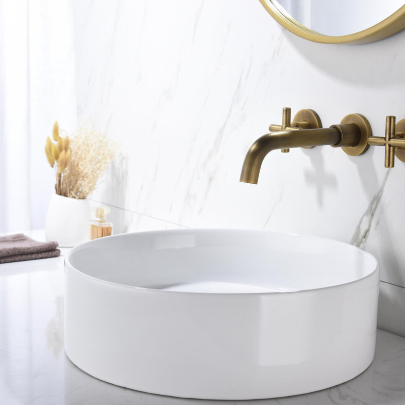 Robinet de meuble-lavabo mural avec égouttoir escamotable, Bronze