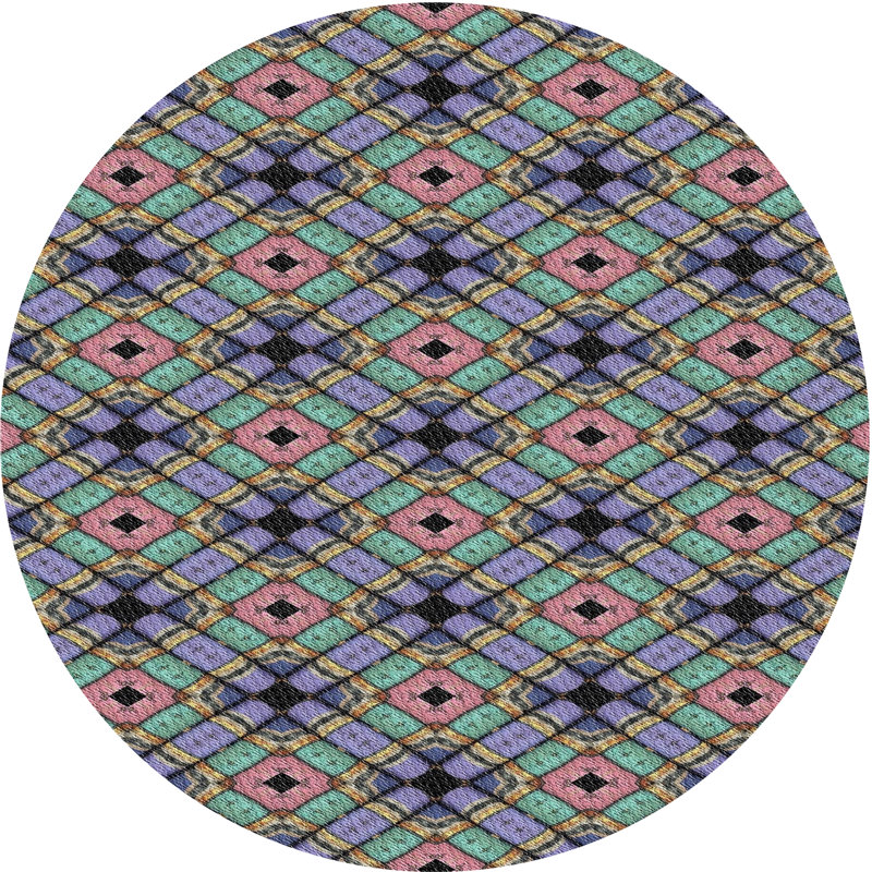 Tapis mauve / vert Power Loom, Rond 6 pi