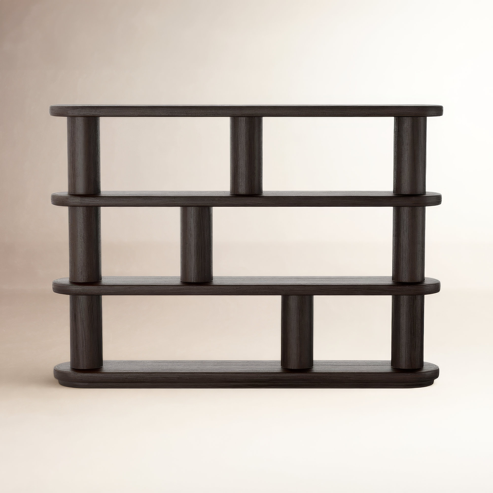 Casimir Wide Geometric Bookcase, Ebony Oak