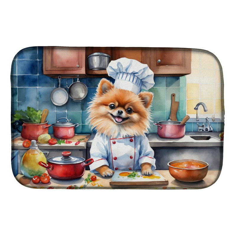 Pomeranian The Chef Dish Drying Mat