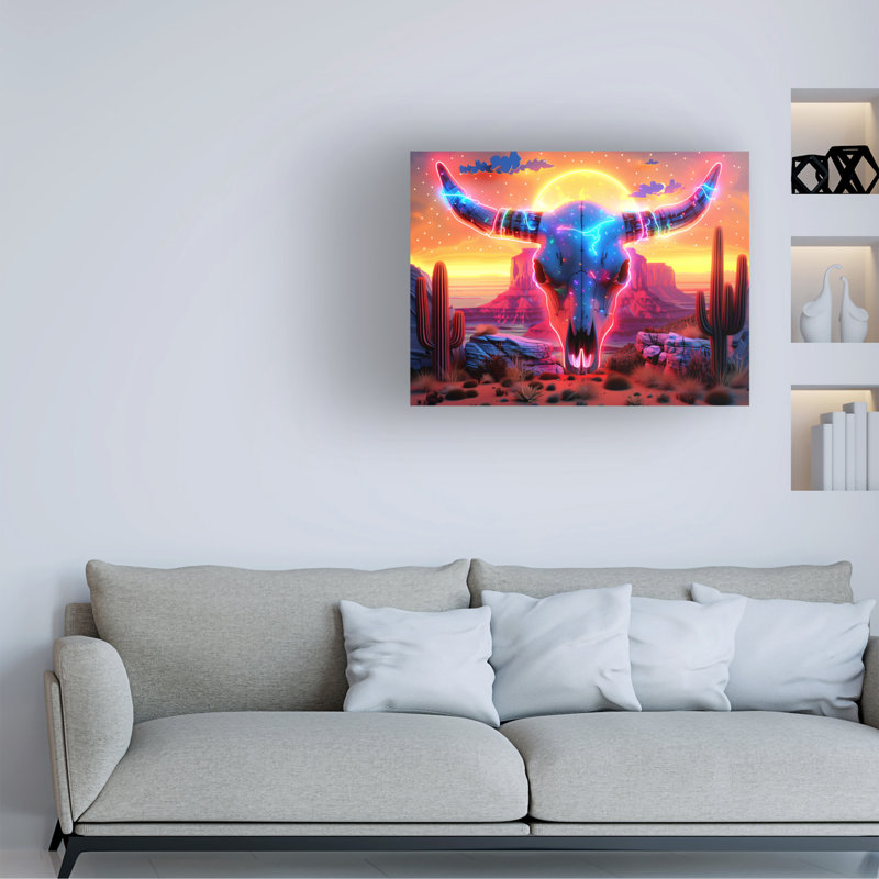 Art sur toile Ray Heere Neon Skull 3, H 14 po x l 19 po