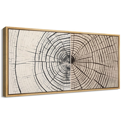 Tree Ring " Monochrome Tree Ring Rustic Woodland Antique Retro Colourful Bedroom Extra Large Wall Decor "