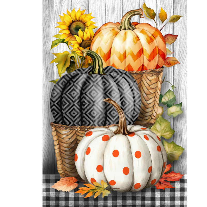 Pumpkin Basket Stack House Flag
