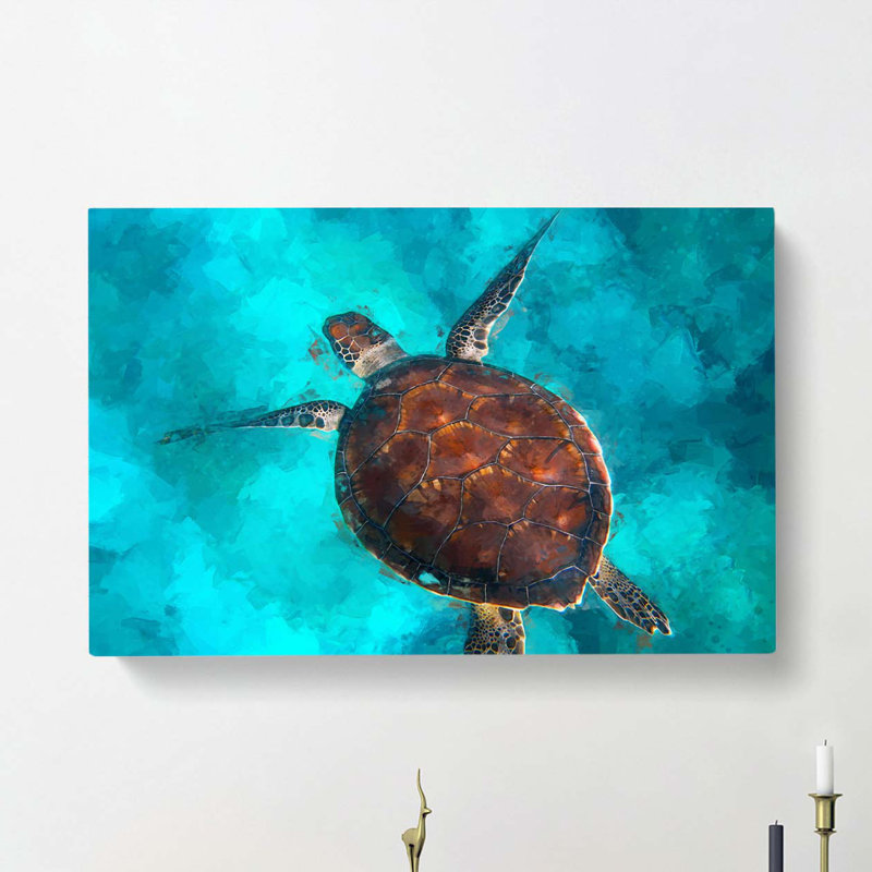 A Sea Turtle In Abstract - Wrapped Canvas, 35cm H x 50cm W x 3cm D