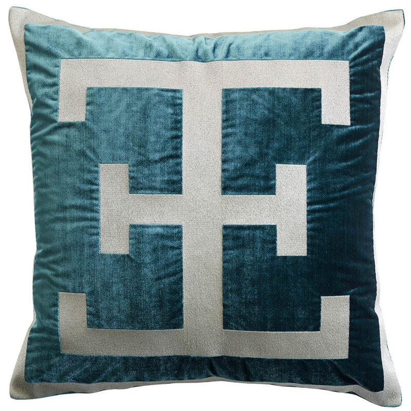 Logo Velvet Square Pillow Cover & Insert, Teal