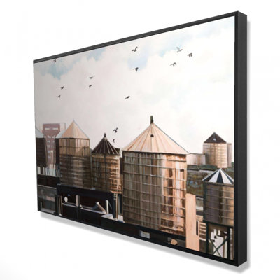 Water Towers - Contemporary Framed Canvas for Home Decor