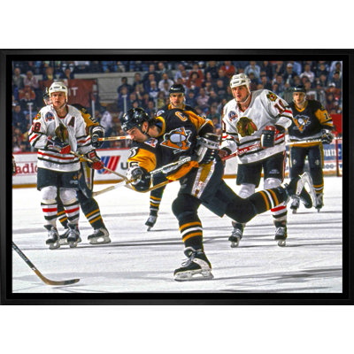 «Mario Lemieux Pittsburgh Penguins», toile de tir encadrée 20 x 29