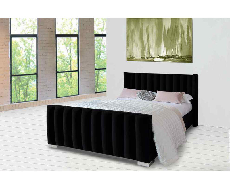 Upholstered Bed, Black, Single (3')