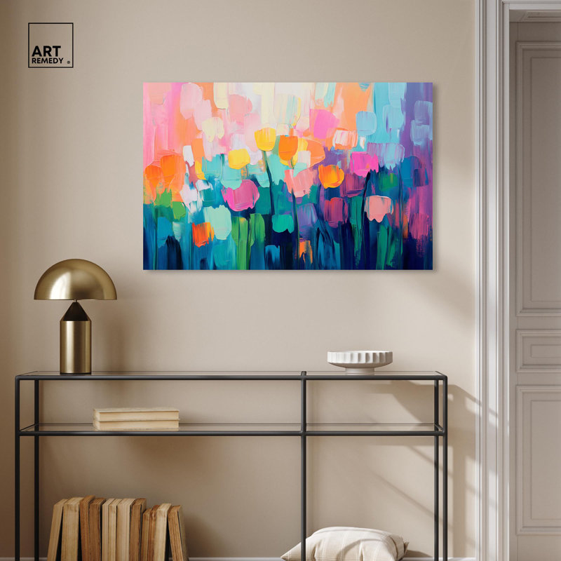 Art, art floral, fleurs abstraites, II, Toile tendue, H 24 po x l 36 po