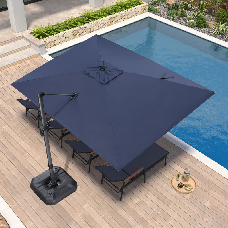 274cm X 335cm Rectangular Cantilever Parasol, Navy Blue