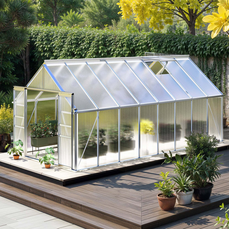 Balconera 8'W Polycarbonate Greenhouse, 193" D, Silver