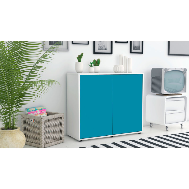 Quintara 92cm Sideboard, White/Turquoise