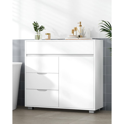 Sideboard Storage Cabinet, Morden Kitchen Cabinets with Adjustable Shelf, Freestanding Kitchen Cupboard Buffet, for Dining Room, Living Room, White 