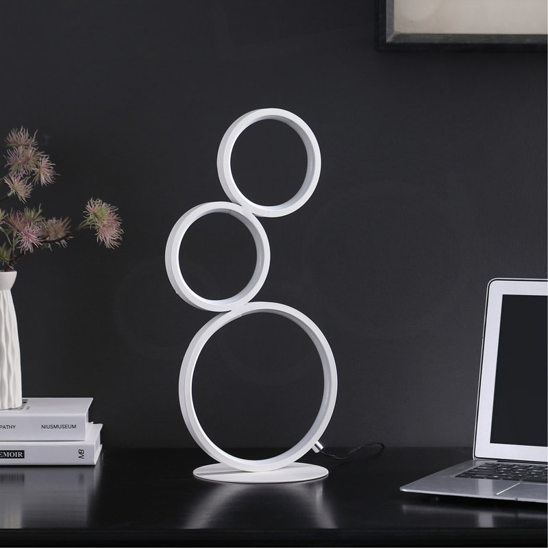 Lampe de table 17 po à 3 anneaux en métal à DEL blanc Odu