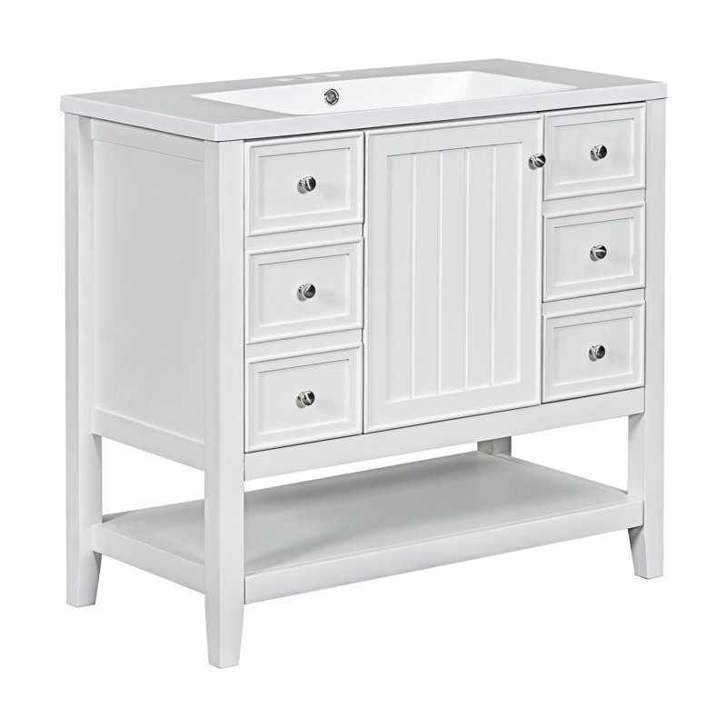 Meuble-lavabo de salle de bain avec lavabo, Blanc