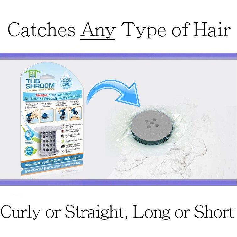 TubShroom 2 Piece Protector Hair Catcher Tub Drain Set, Gray