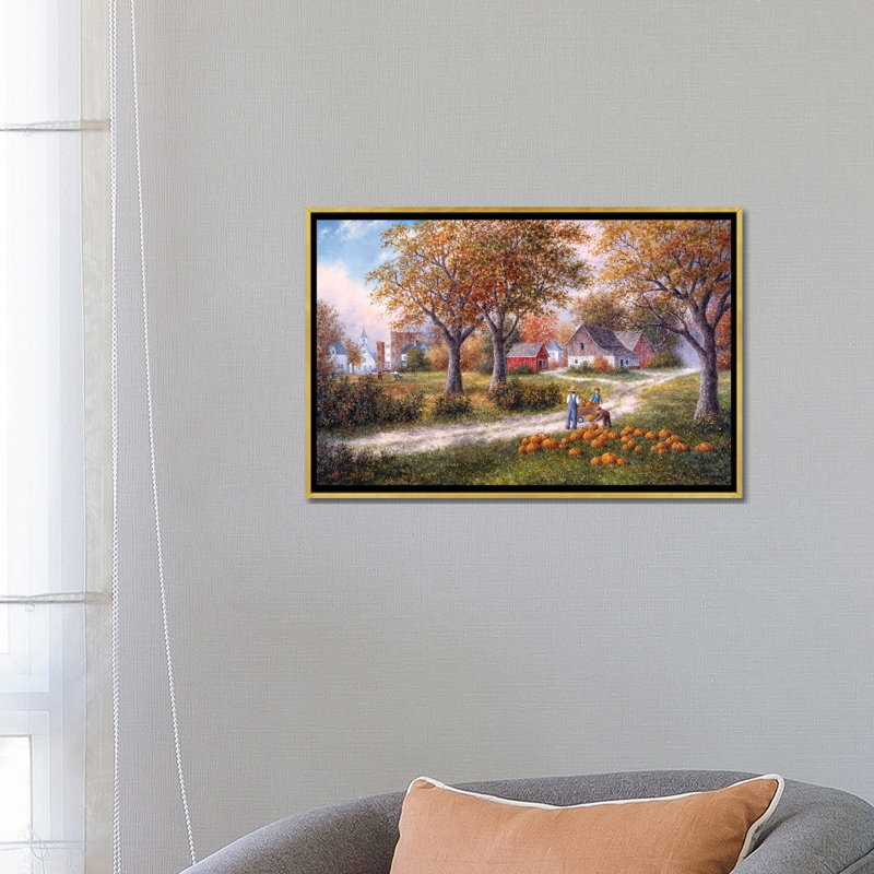«Pumpkin Harvest», reproduction d'art sur toile encadrée, Doré