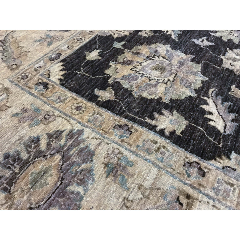 Ziegler Wool Oriental Area Rug in Black/Gray/Beige