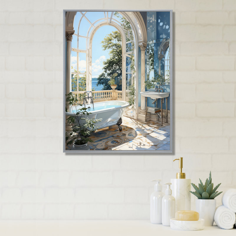 Dashira Bathroom Tranquil Reflections IV - Impressions encadrées pour la salle de bain, H 44 po x l 34 po, Silver