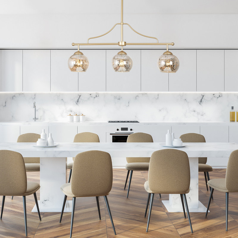 Luminaire suspendu pour îlot de cuisine 3 lumières Cicel, Or