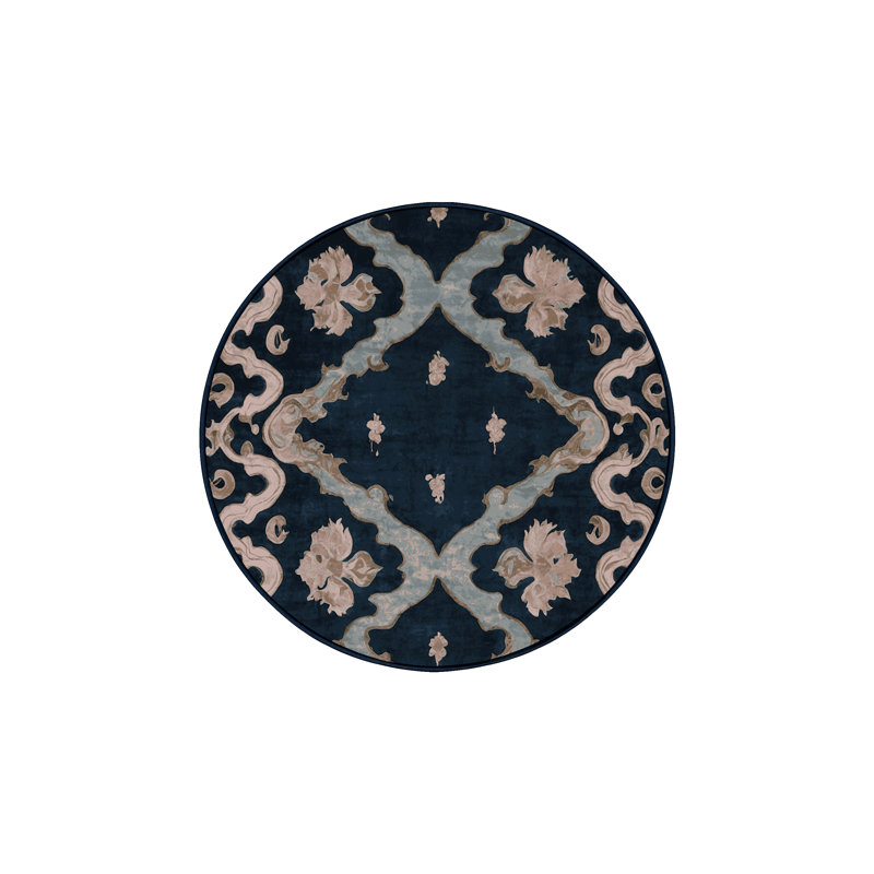 Machine Washable Gray Area Rug, Round 6'