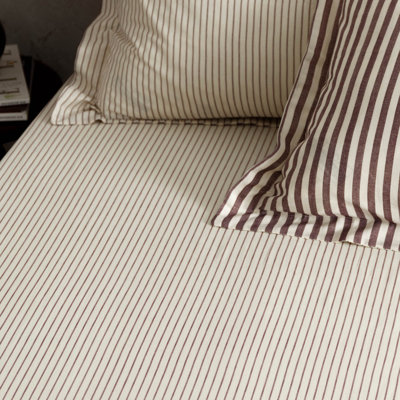 Sigita Mélange Striped 100% Cotton Standard Fitted Sheet