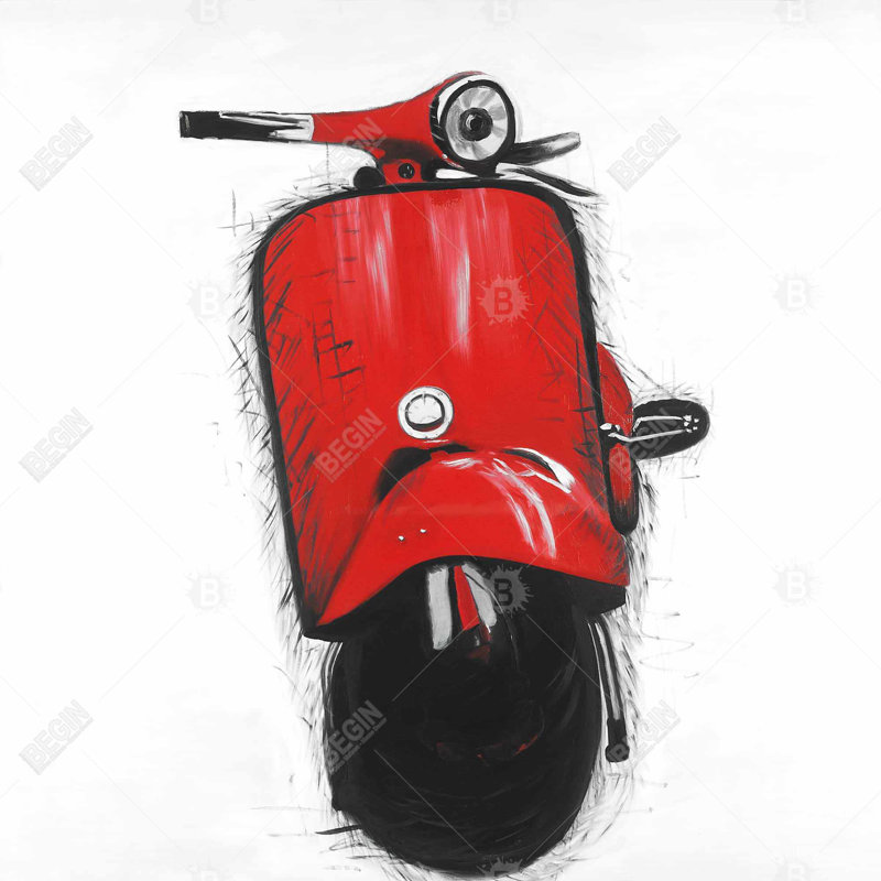 Red italian scooter - 20"x20" Throw pillow cover - Poly twill - Print on demand, Pillow Cover Only - No Insert