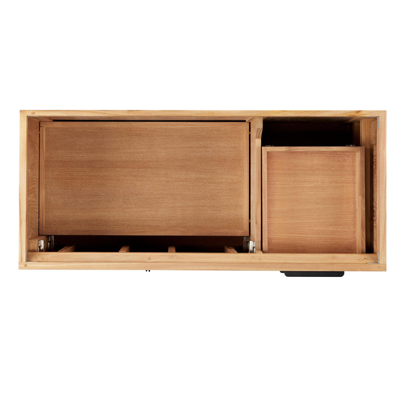 48" Aliso Single Bathroom Vanity Set with Oval Undermount Sink, Arctic White Quartz, 8" Widespread, Natural Teak