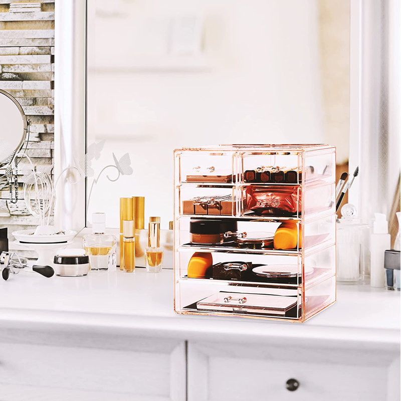 Boîte de rangement pour maquillage et bijoux, Rose
