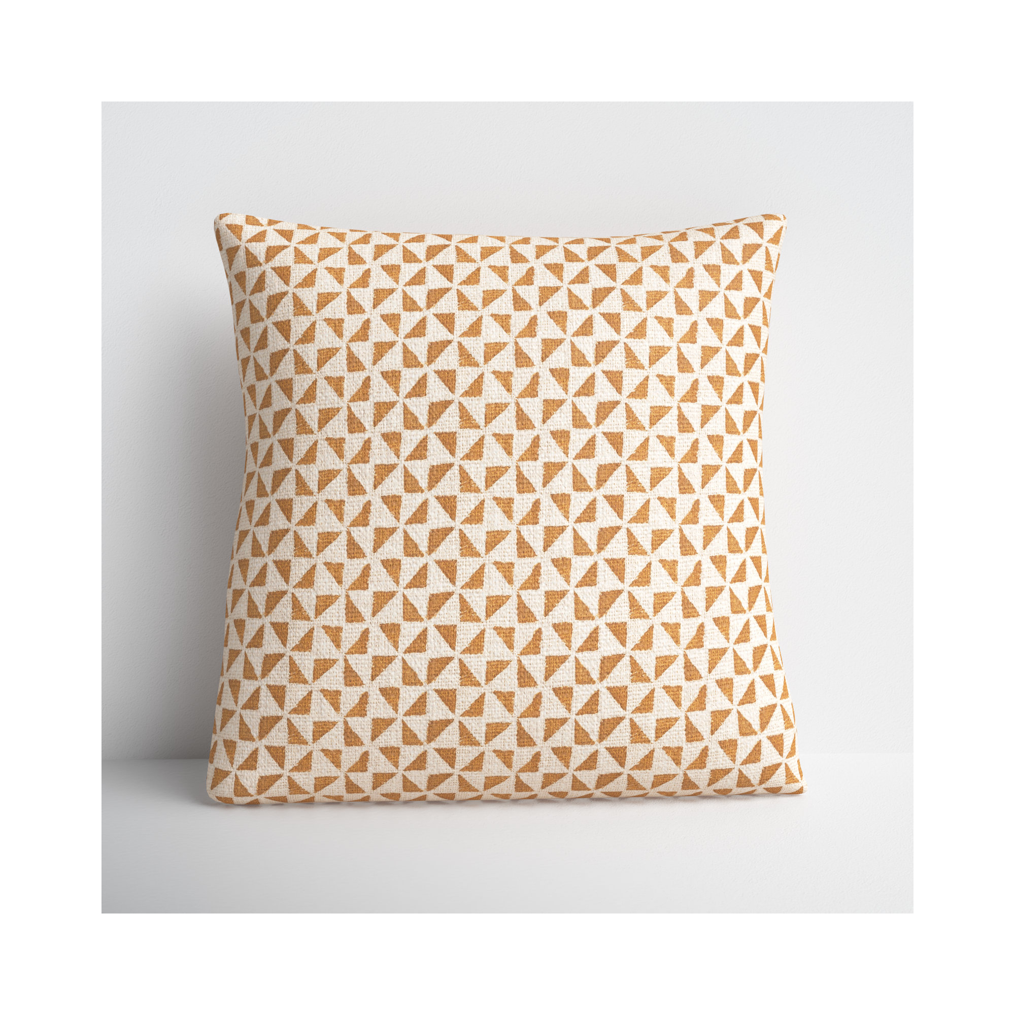 Zetta Geometric Cotton Throw Pillow, Beige/Camel, 18" x 18", Pillow Cover Only - No Insert