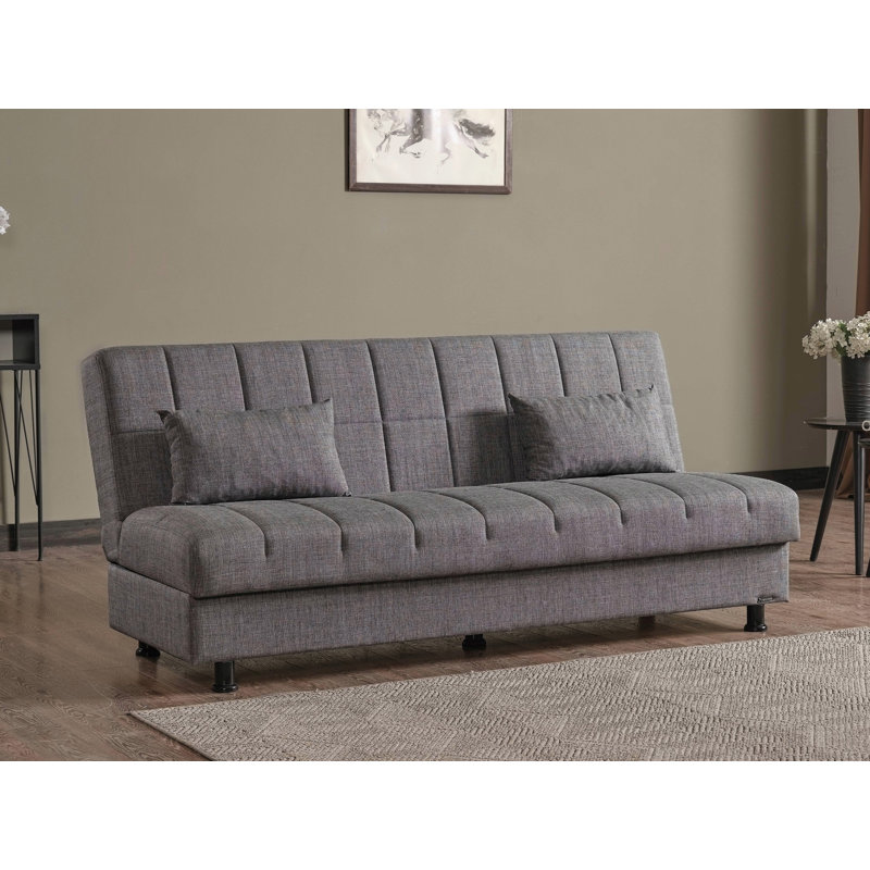 Sasta 75" Convertible Sofabed with Storage, Sleeper Sofa Couch for Living Room, Gray