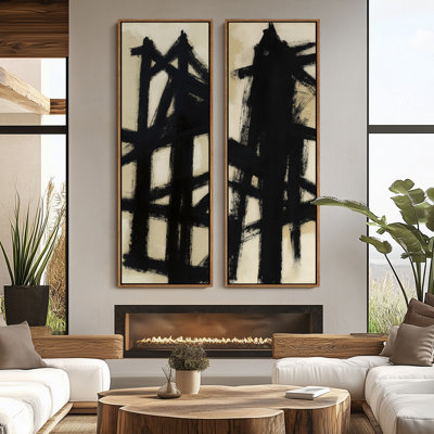 «Vintage Landscape Wall Art», ensemble de 2 toiles encadrées 20 x 60 pouces