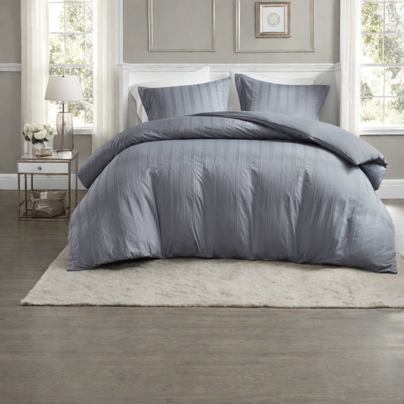 Ensemble de literie pour grand lit 3 pièces, rayures tissées en polyester pour les chambres modernes