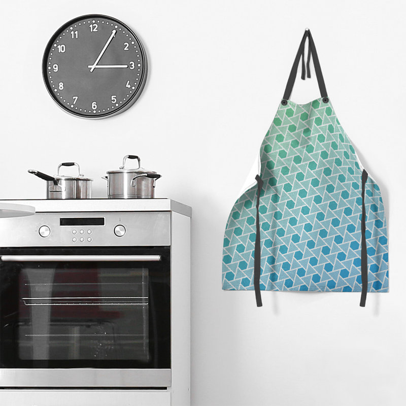 Tablier en hexagones et triangles Rainbow, Vert/bleu