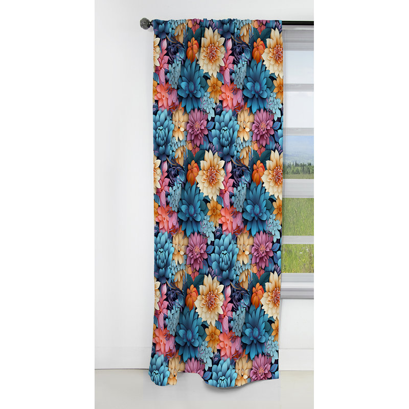 Motif botanique marocain I - Rideau floral - Rideau occultant floral - 1 panneau, L 52 po x L 120 po