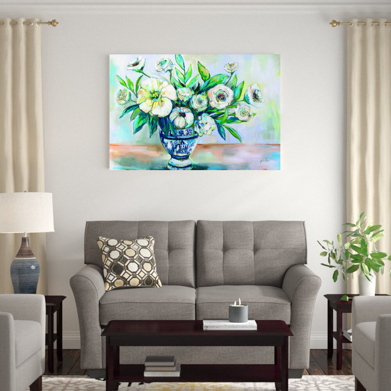 «Finesse» par Jeanette Vertentes - peinture sur toile tendue, H 32 po x l 48 po x P 1,25 po