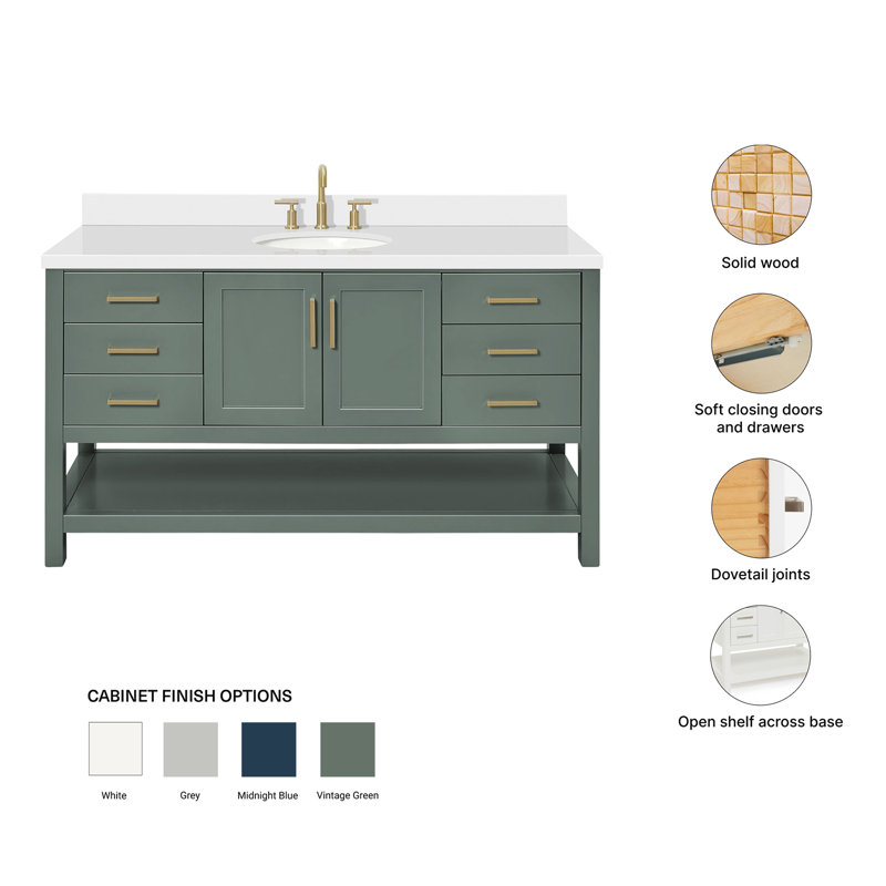 Magnolia Bath Vanity Rectangular Basin S061SWQ, Oval, Vintage Green