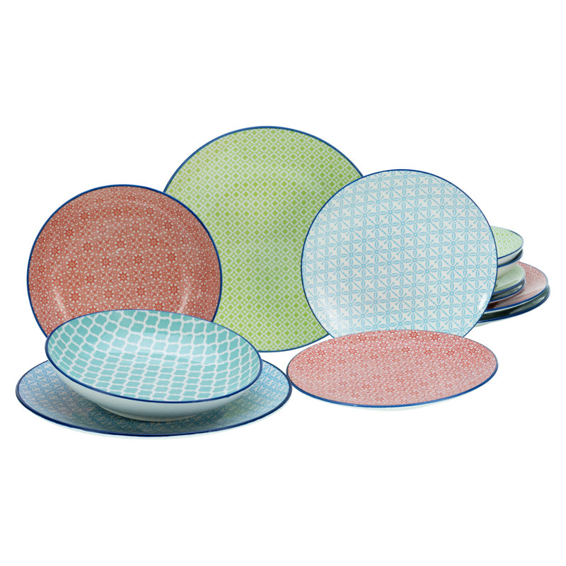 Mediterran 12 Piece Bone China Dinnerware Set, Service for 4