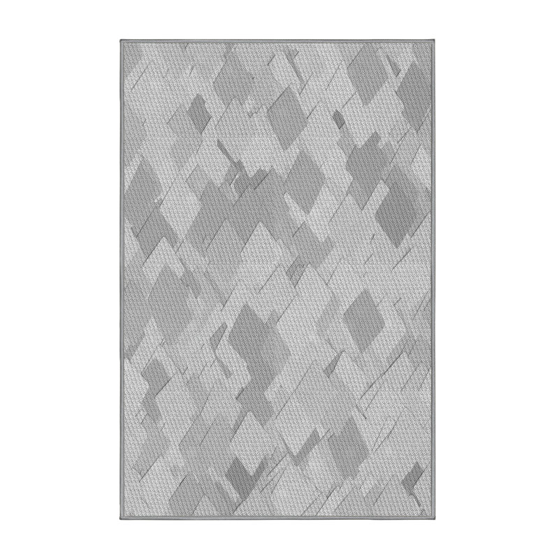 Tapis géométrique en laine gris, Rectangle 2 pi x 3 pi