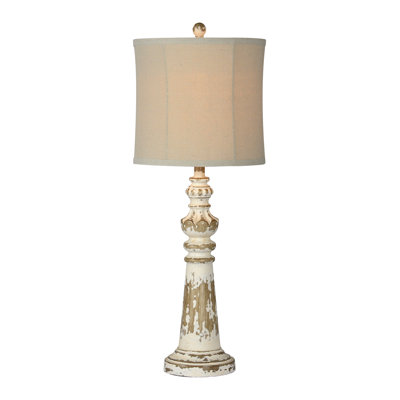 Schroder 31.5 " Distressed White Table Lamp Set