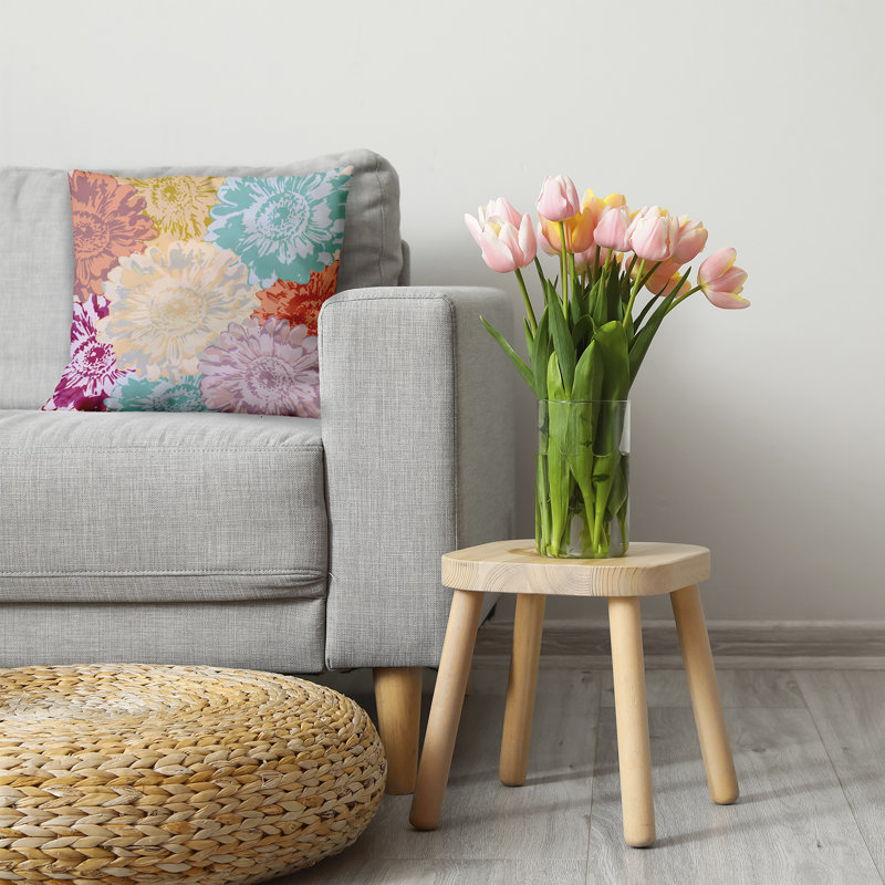 Coussin décoratif en polyester floral, H 20 po x l 20 po, Carré