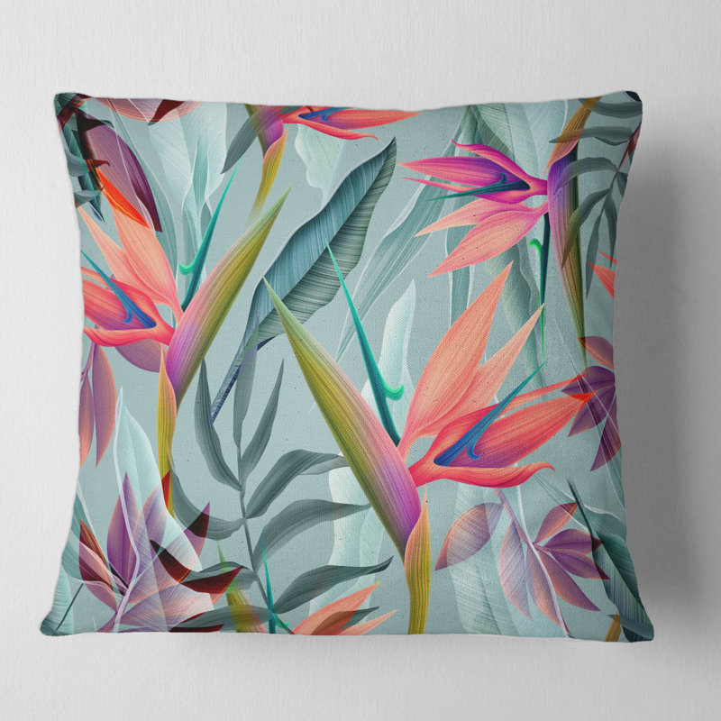 Fleurs tropicales VINtage VI - coussin traditionnel imprimé, 16" x 16"