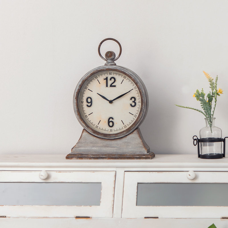 Mantel & Tabletop Clocks Analog Metal Quartz Movement / Crystal Tabletop Clock in Gray