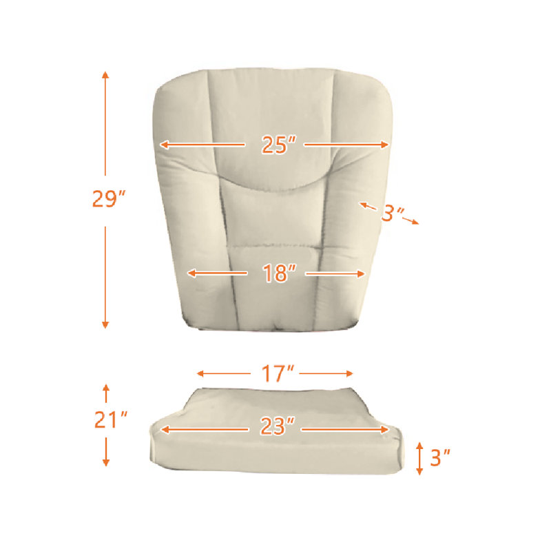 Sleigh Glider Chair Seat/Back/Arm Cushion, Beige